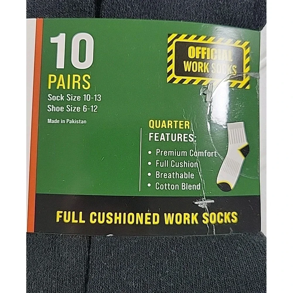 Mossy Oak Work Socks Mens 10 Pack Black SOCK SIZE 10-13, BRAND‎ NEW